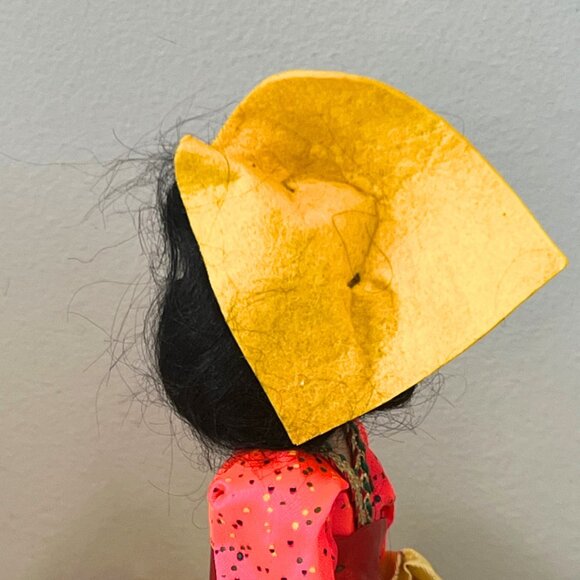 Vintage 7.5" Doll Spanish Mexican Girl Sleepy Eyes Floral Dress Souvenir - Picture 7 of 13